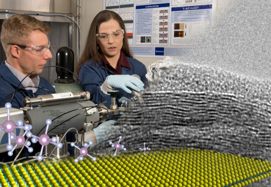 Collage of images related to ALD research